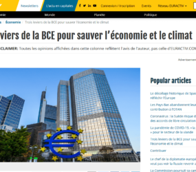 Trois leviers de la BCE pour sauver l’économie et le climat
