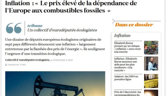 Tribune / Inflation : « Le prix élevé de la dépendance de l’Europe aux combustibles fossiles »
